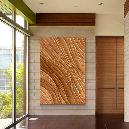 Earth Tone Art Minimalist 3D Heavy Texture Wall Art, Modern Minimalist Brown Wal #1