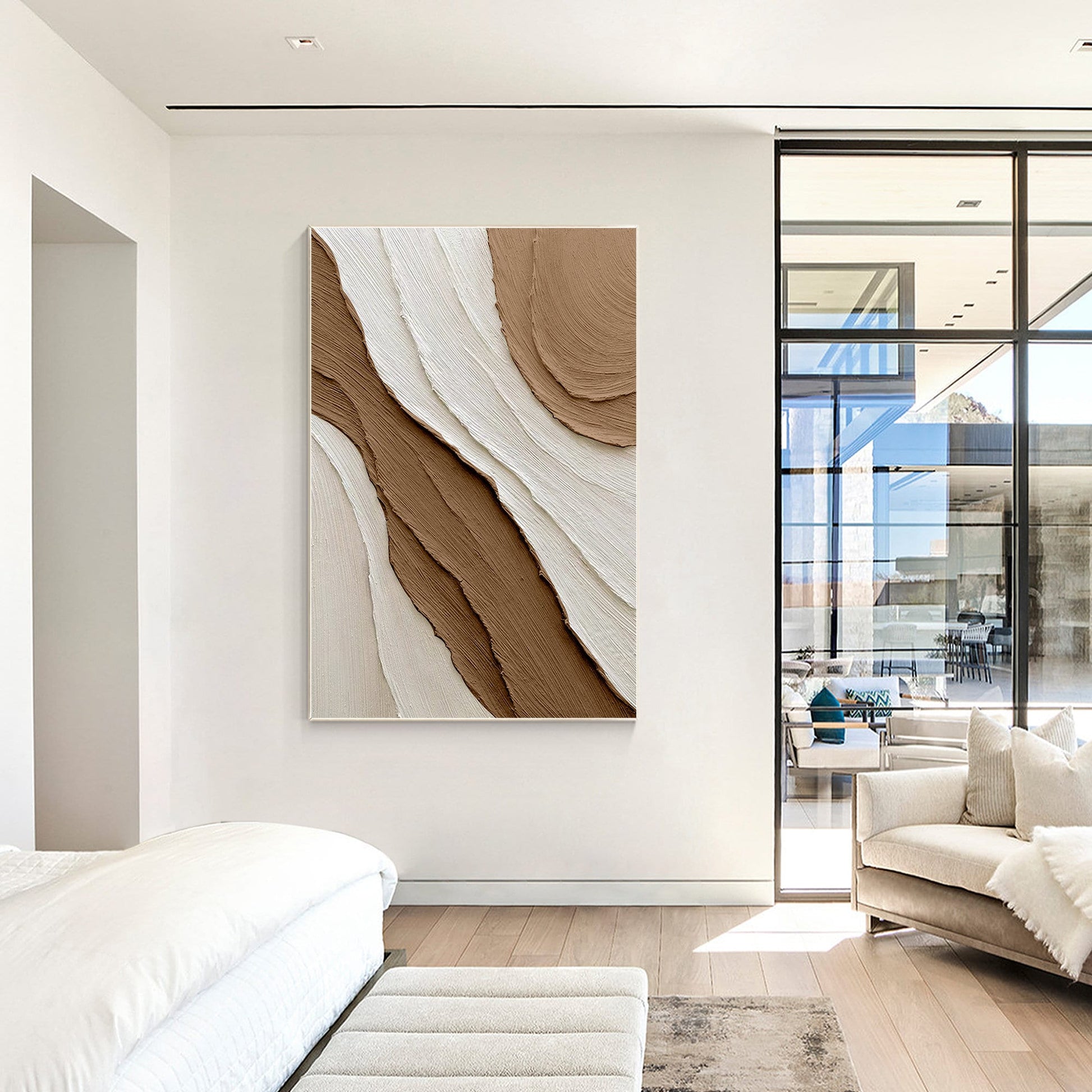 Earth Tone Art Minimalist Painting on Canvas, 3D Textured Minimalist Wall Art, B #2