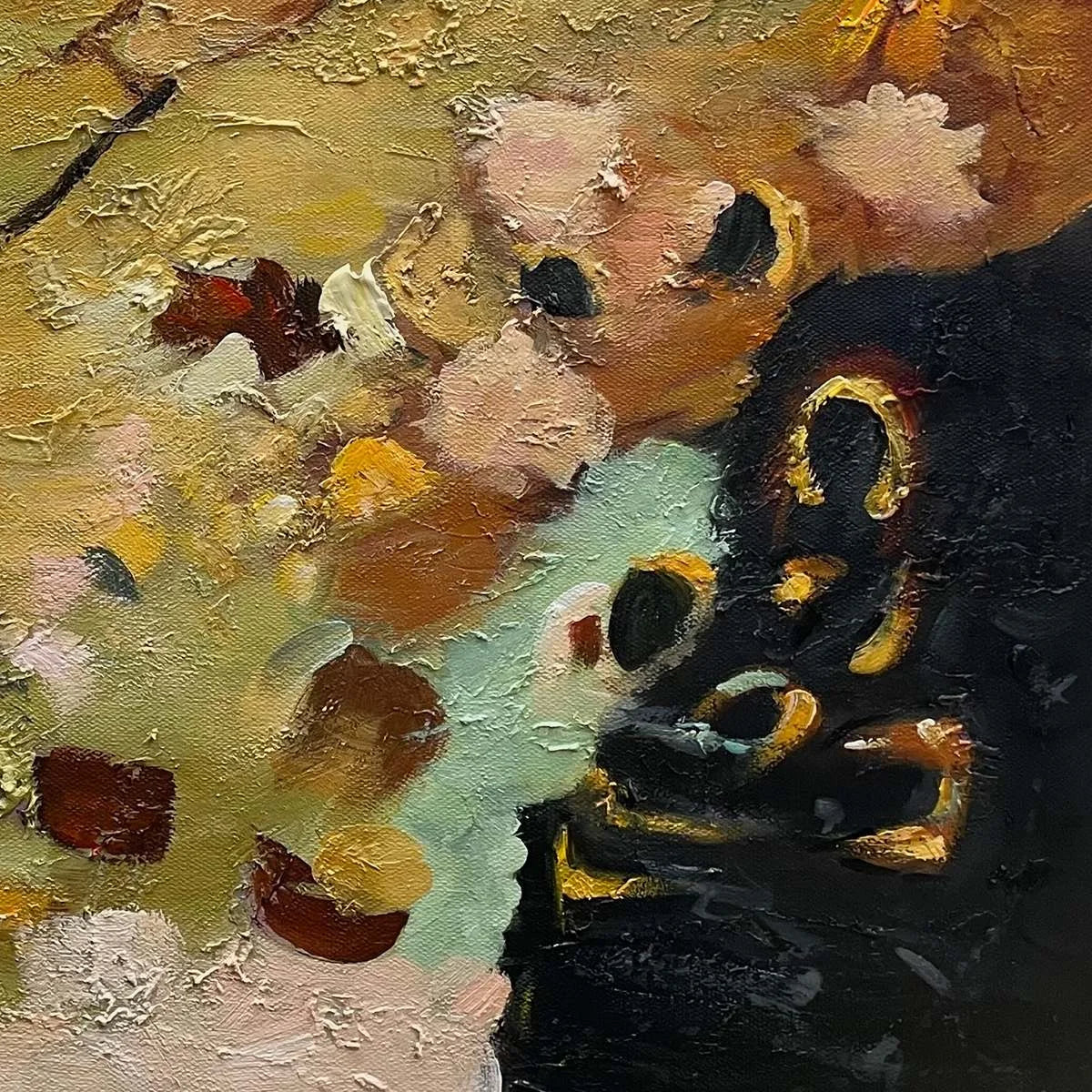EARTH TONES: Abstract Organic Textured Oil Painting | rectangular format, hand-painted canvas edge