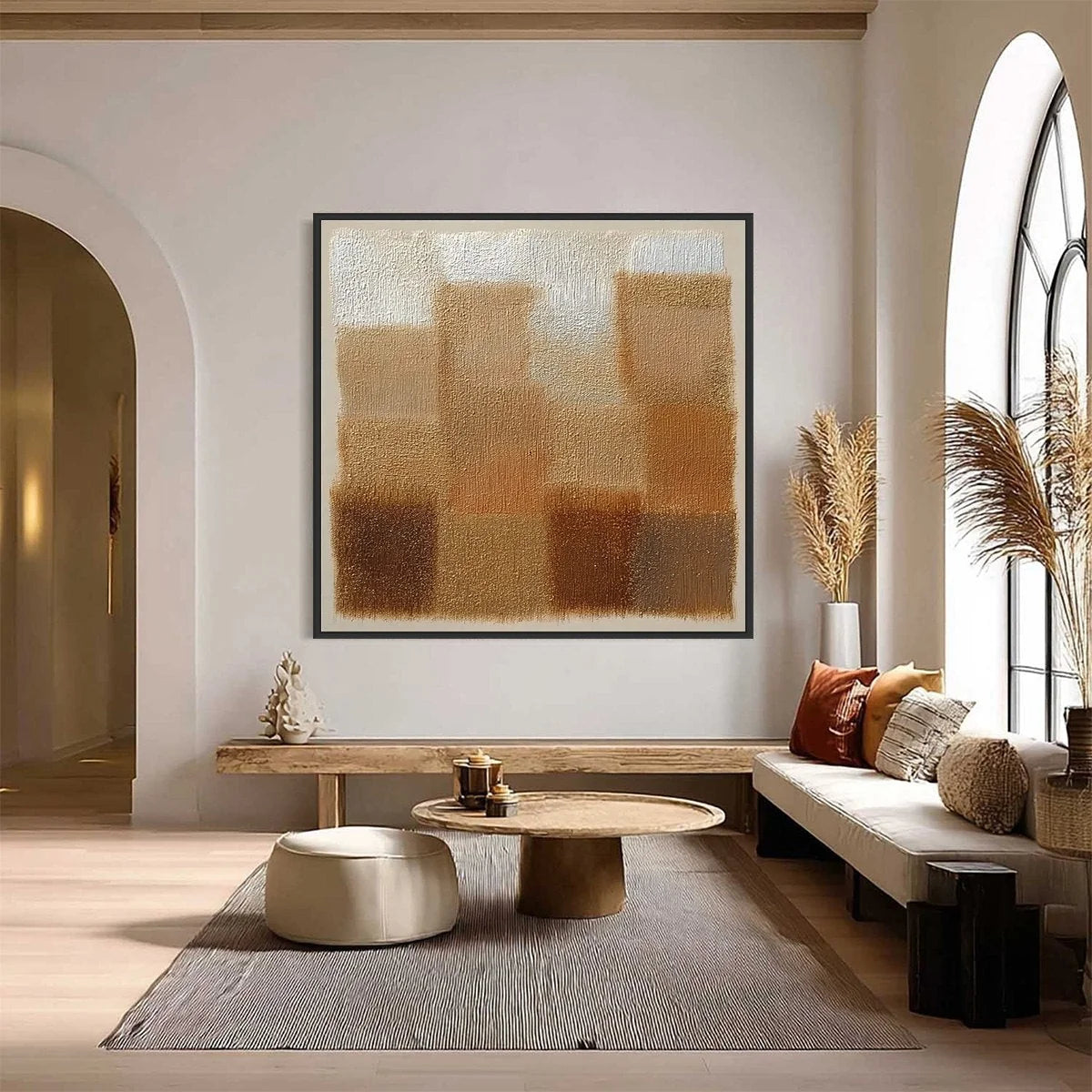 TERRA FIRMA: Textured Minimalist Abstract Painting in Earth Tones | Minimalist closeup, raised brushwork detail
