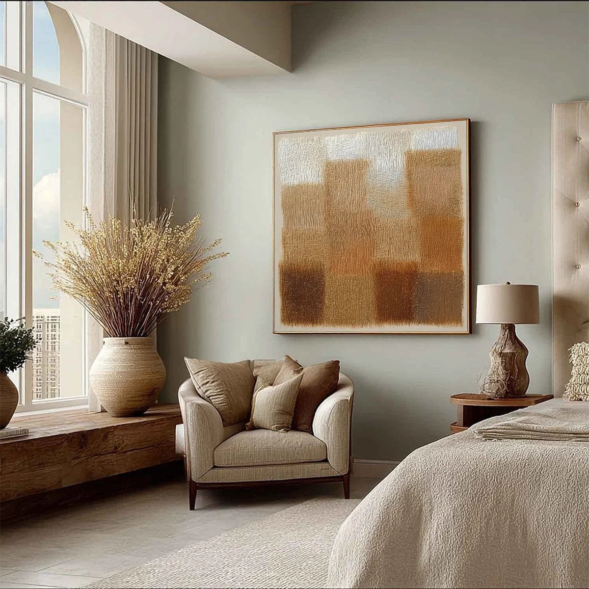 TERRA FIRMA: Textured Minimalist Abstract Painting in Earth Tones | multi-color palette, original oil on stretched canvas art