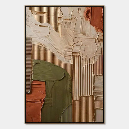 EARTHBOUND HARMONY: Textured Palette Knife Abstract Painting | hanging in EARTHBOUND HARMONY: Textured Palette Knife Abstract Painting featuring layered textured brushwork in refined tones; abstrac...