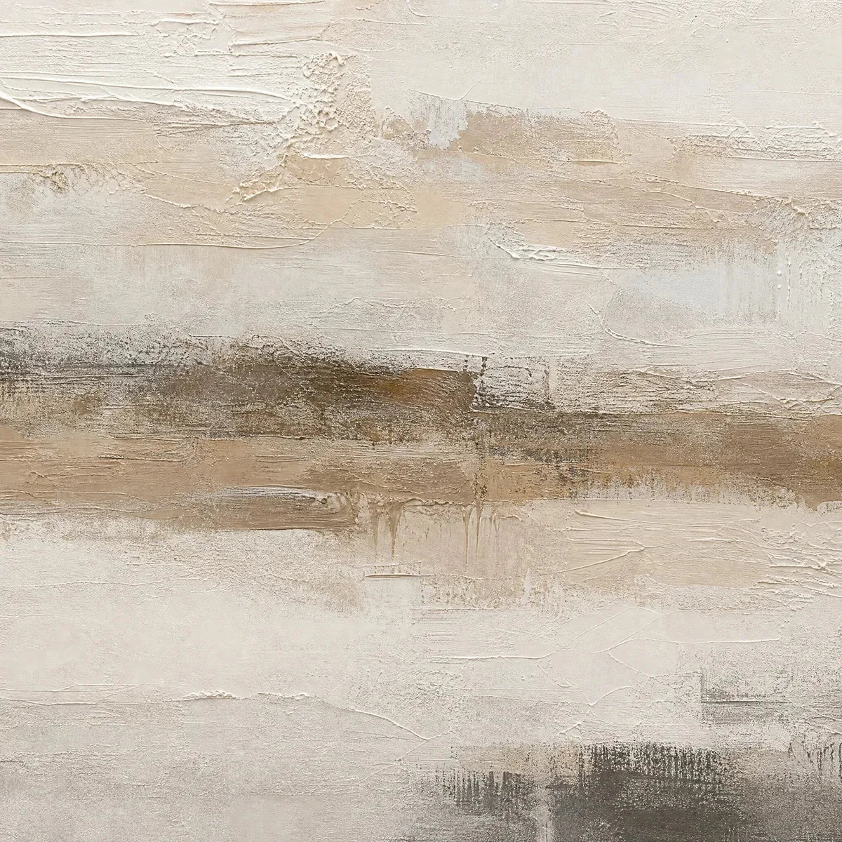 EARTHEN CALM: Textured Wabi Sabi Abstract Landscape Painting | rectangular format, hand-painted canvas edge