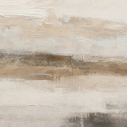 EARTHEN CALM: Textured Wabi Sabi Abstract Landscape Painting | rectangular format, hand-painted canvas edge