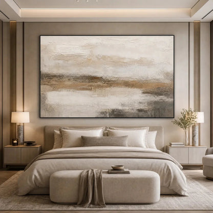 EARTHEN CALM: Textured Wabi Sabi Abstract Landscape Painting | rolled canvas, ready for custom framing
