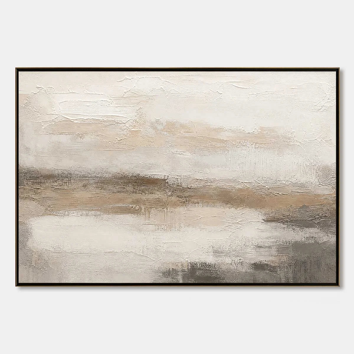 EARTHEN CALM: Textured Wabi Sabi Abstract Landscape Painting | hanging in EARTHEN CALM: Textured Wabi Sabi Abstract Landscape Painting featuring layered textured brushwork in refined tones; abstrac...
