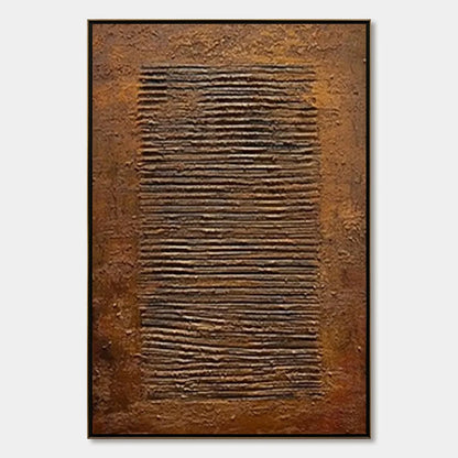 EARTHEN CODEX: Large Textured Brown Wabi Sabi Abstract Art | hanging in EARTHEN CODEX: Large Textured Brown Wabi Sabi Abstract Art featuring layered textured brushwork in refined tones; abstract co...