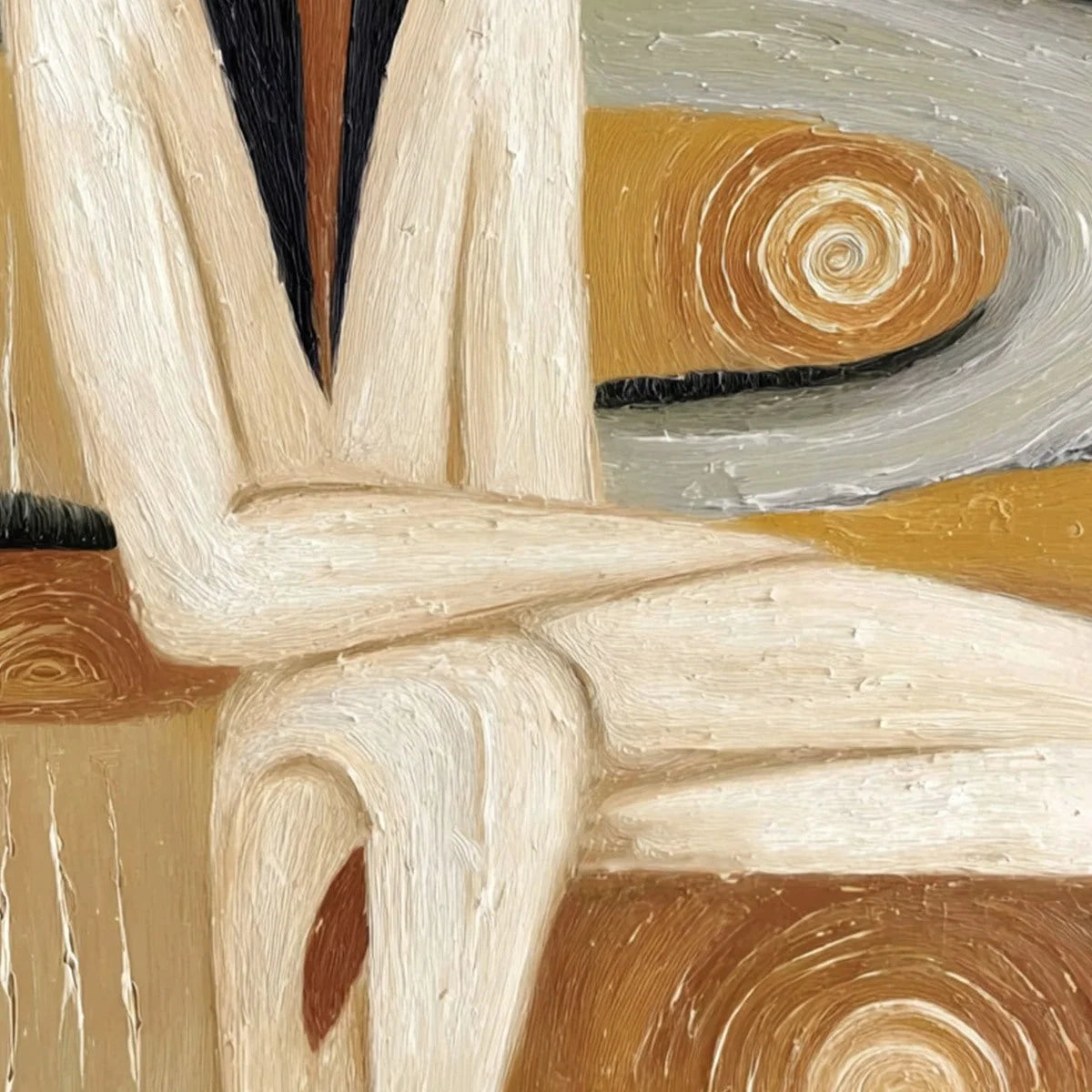 EARTHEN CONTEMPLATION: Textured Figurative Art of a Man in a Serene Landscape | rolled canvas, ready for custom framing