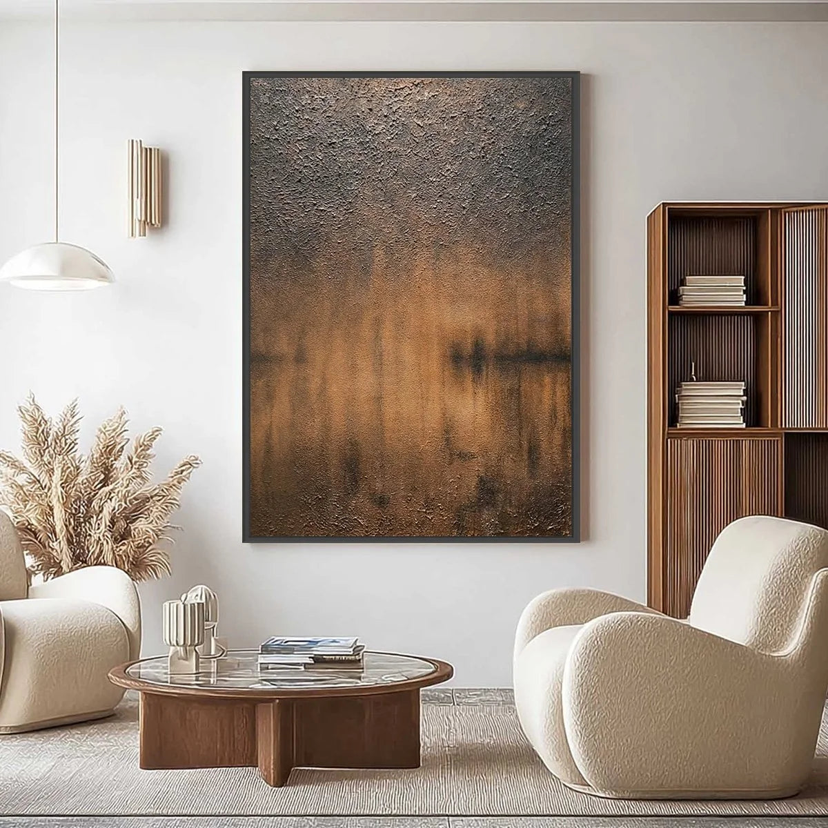 EARTHEN ECHO: Heavily Textured Wabi Sabi Abstract Painting | Abstract closeup, raised brushwork detail