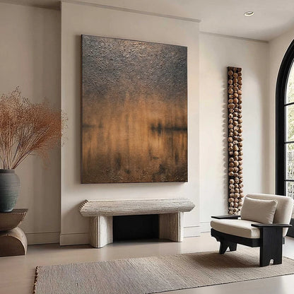 EARTHEN ECHO: Heavily Textured Wabi Sabi Abstract Painting | beige palette, original Hand-painted on premium stretched canvas using artist-grade oils; rich layered surface combines smooth gradients...