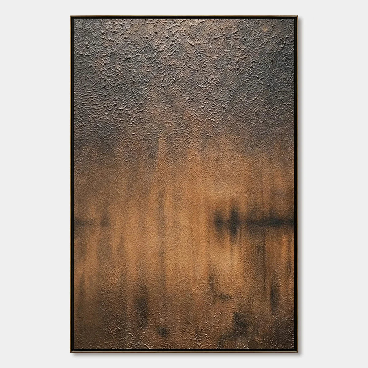 EARTHEN ECHO: Heavily Textured Wabi Sabi Abstract Painting | hanging in EARTHEN ECHO: Heavily Textured Wabi Sabi Abstract Painting featuring layered textured brushwork in refined tones; abstract co...