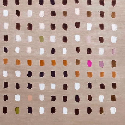 EARTHEN ECHOES: Minimalist Abstract Grid Oil Painting | multi-color palette, original oil on stretched canvas art