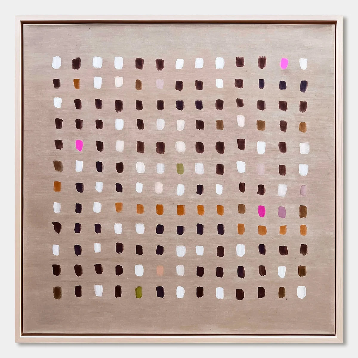 EARTHEN ECHOES: Minimalist Abstract Grid Oil Painting | hanging in living room, Minimalist wall art