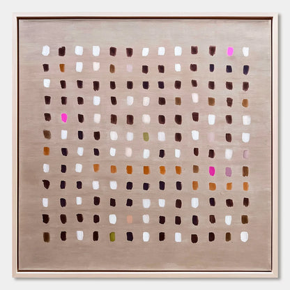 EARTHEN ECHOES: Minimalist Abstract Grid Oil Painting | hanging in living room, Minimalist wall art