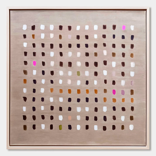 EARTHEN ECHOES: Minimalist Abstract Grid Oil Painting | hanging in living room, Minimalist wall art