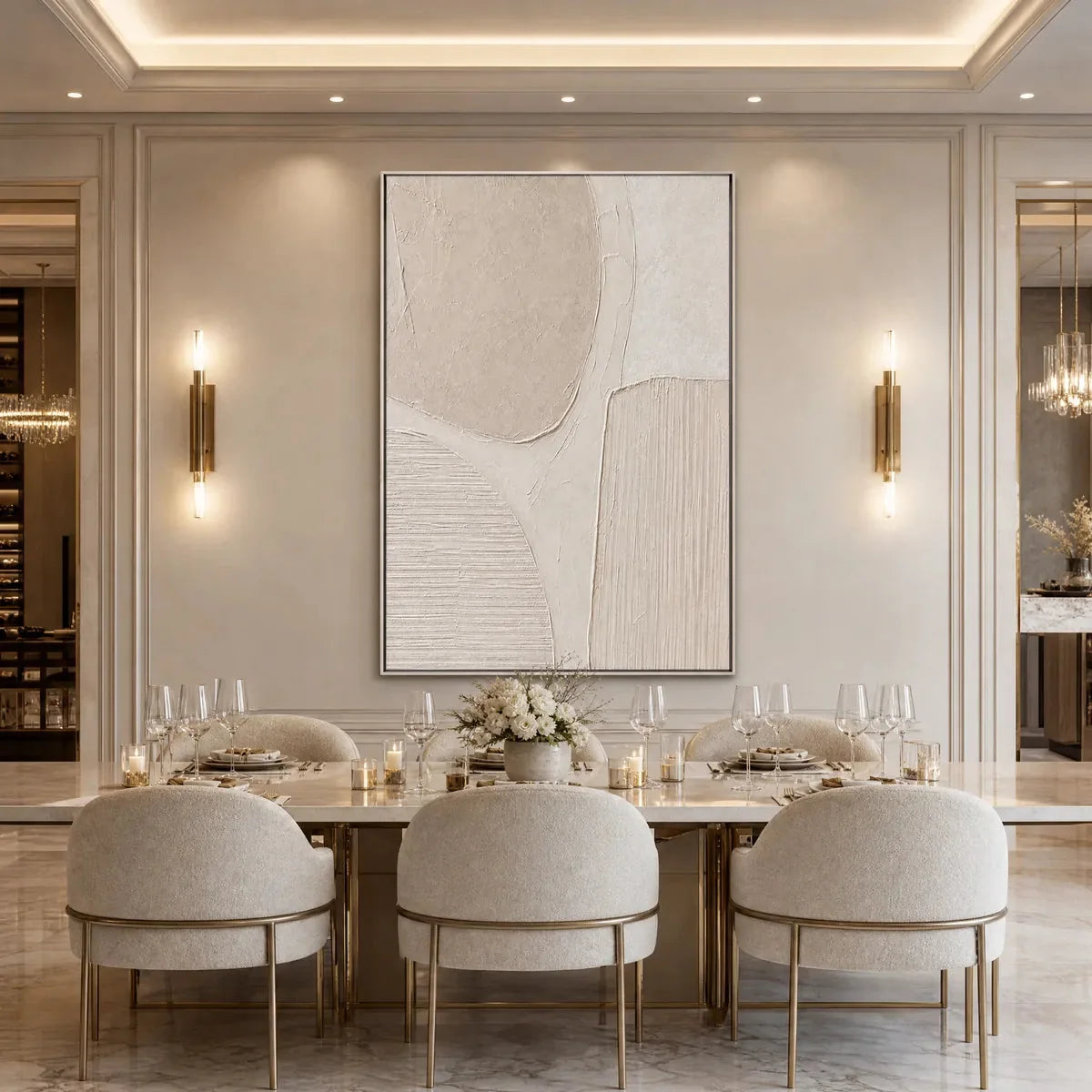 EARTHEN FORMS: Large Textured Wabi-Sabi Abstract Painting | black frame version on white wall