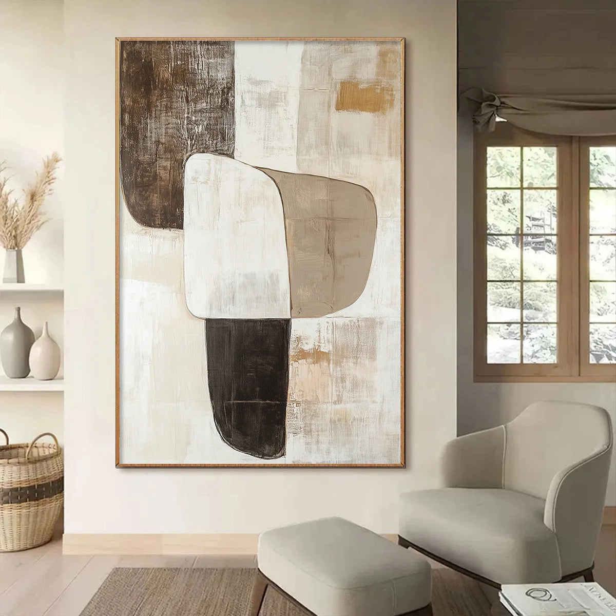 EARTHEN FORMS: Textured Minimalist Abstract Oil Painting | Minimalist closeup, raised brushwork detail
