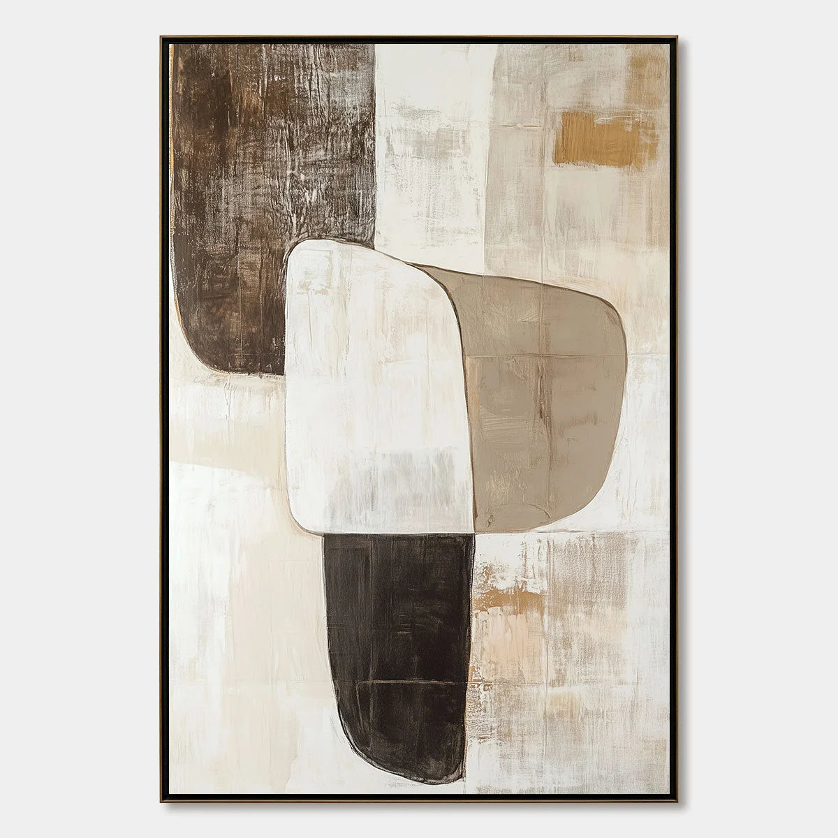 EARTHEN FORMS: Textured Minimalist Abstract Oil Painting | hanging in EARTHEN FORMS: Textured Minimalist Abstract Oil Painting featuring layered textured brushwork in refined tones; minimalist comp...