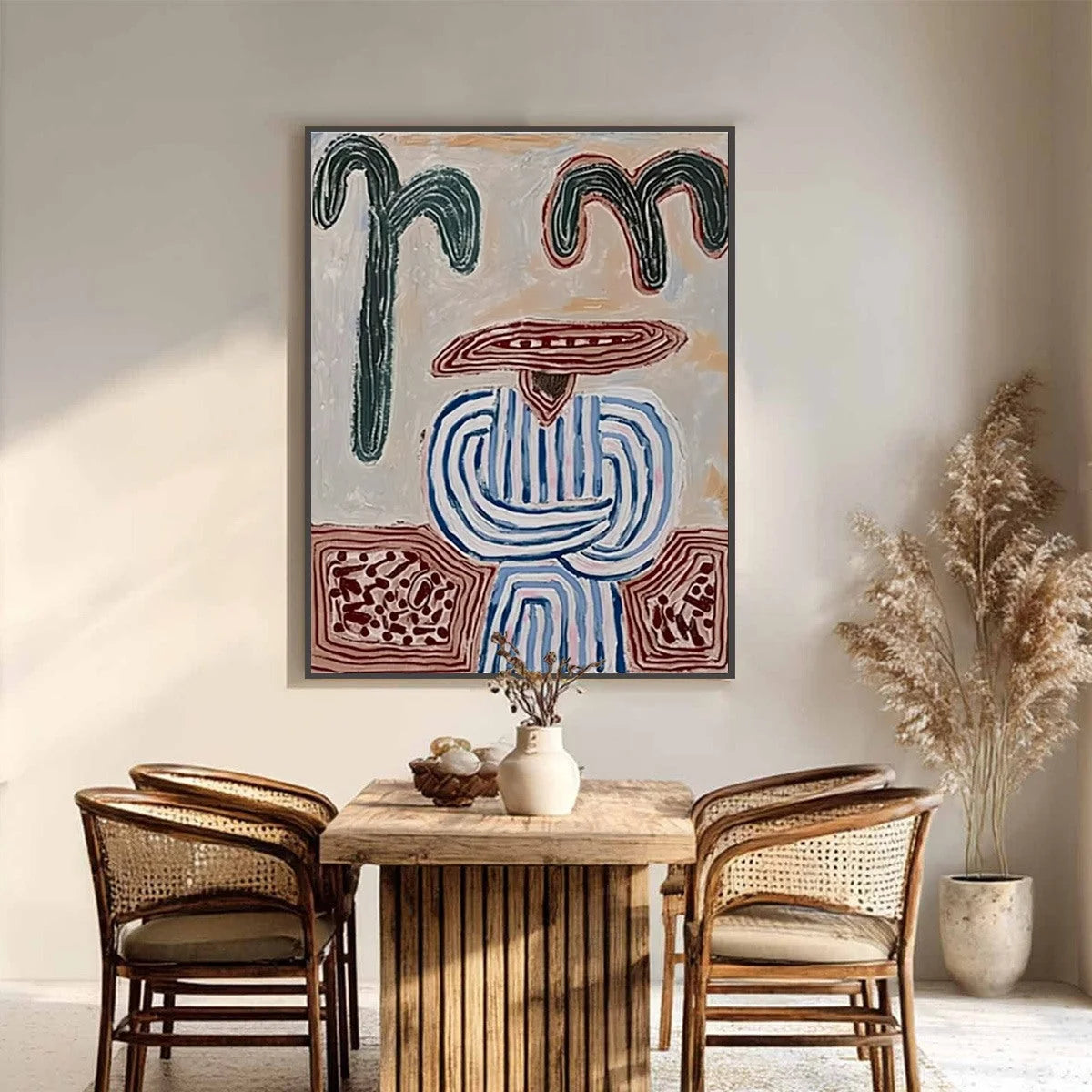 EARTHEN GUARDIAN: Wabi Sabi Abstract Figurative Wall Art | Figurative closeup, raised brushwork detail