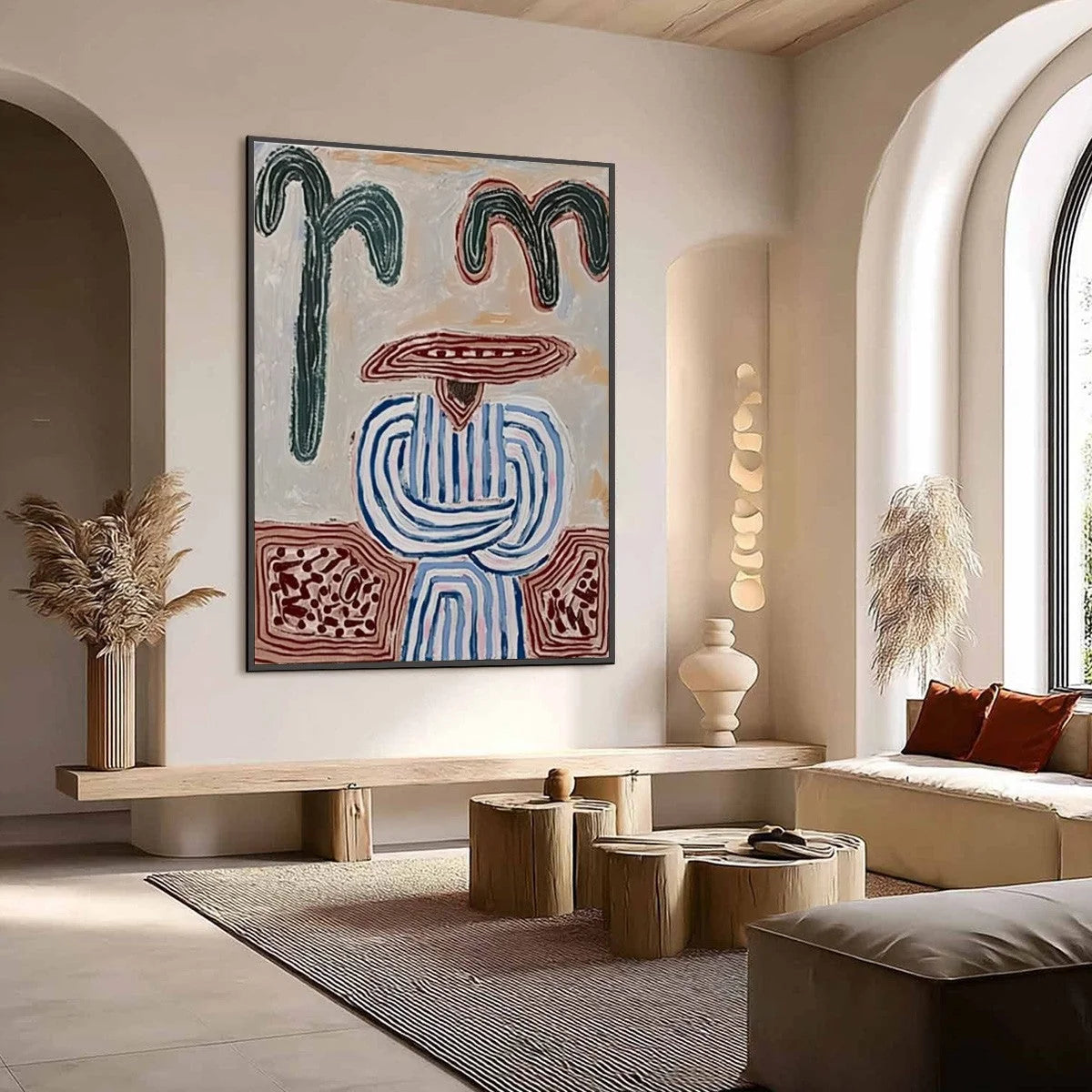 EARTHEN GUARDIAN: Wabi Sabi Abstract Figurative Wall Art | Figurative mood, soft natural light studio shot