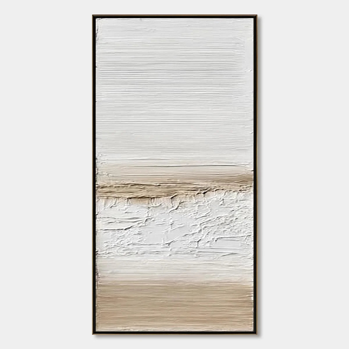 EARTHEN HORIZON: Textured Wabi Sabi Abstract Landscape Painting | hanging in EARTHEN HORIZON: Textured Wabi Sabi Abstract Landscape Painting featuring layered textured brushwork in refined tones; a...
