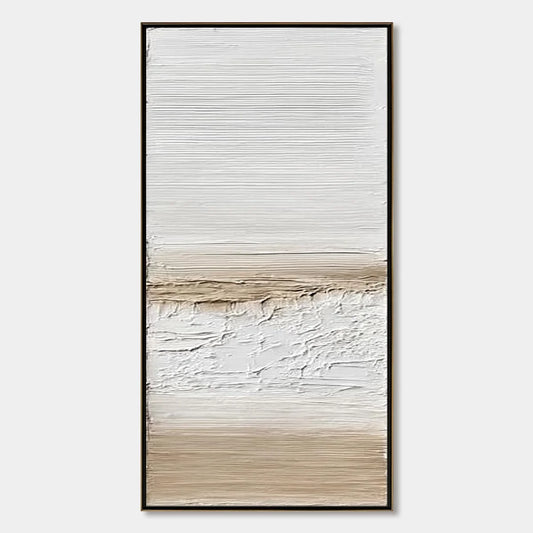 EARTHEN HORIZON: Textured Wabi Sabi Abstract Landscape Painting | hanging in EARTHEN HORIZON: Textured Wabi Sabi Abstract Landscape Painting featuring layered textured brushwork in refined tones; a...