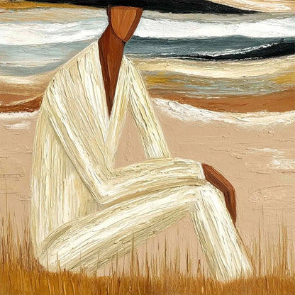 EARTHEN REPOSE: Textured Abstract Figurative Painting for Modern Decor | rolled canvas, ready for custom framing