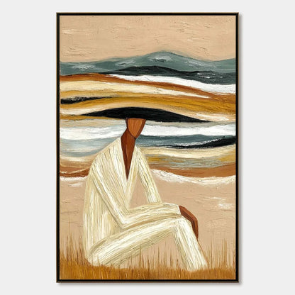 EARTHEN REPOSE: Textured Abstract Figurative Painting for Modern Decor | hanging in EARTHEN REPOSE: Textured Abstract Figurative Painting for Modern Decor featuring layered textured brushwork in re...