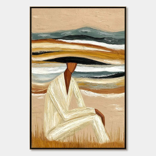 EARTHEN REPOSE: Textured Abstract Figurative Painting for Modern Decor | hanging in EARTHEN REPOSE: Textured Abstract Figurative Painting for Modern Decor featuring layered textured brushwork in re...