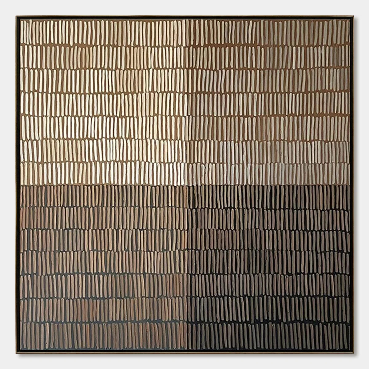 EARTHEN RHYTHM: Minimalist Textured Beige Grid Painting | hanging in EARTHEN RHYTHM: Minimalist Textured Beige Grid Painting featuring layered textured brushwork in refined tones; minimalist compos...