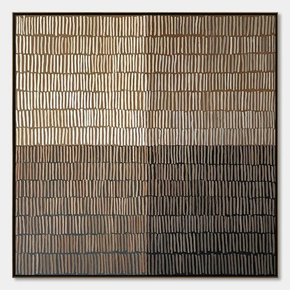 EARTHEN RHYTHM: Minimalist Textured Beige Grid Painting | hanging in EARTHEN RHYTHM: Minimalist Textured Beige Grid Painting featuring layered textured brushwork in refined tones; minimalist compos...