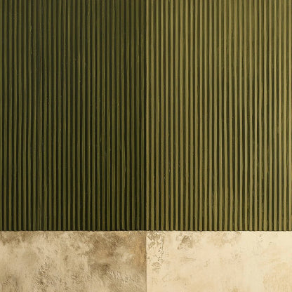 EARTHEN RHYTHM: Textured Minimalist Abstract Painting in Green and Beige | rectangular format, hand-painted canvas edge