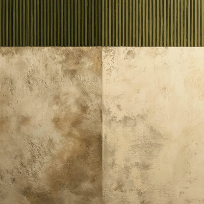 EARTHEN RHYTHM: Textured Minimalist Abstract Painting in Green and Beige | rolled canvas, ready for custom framing