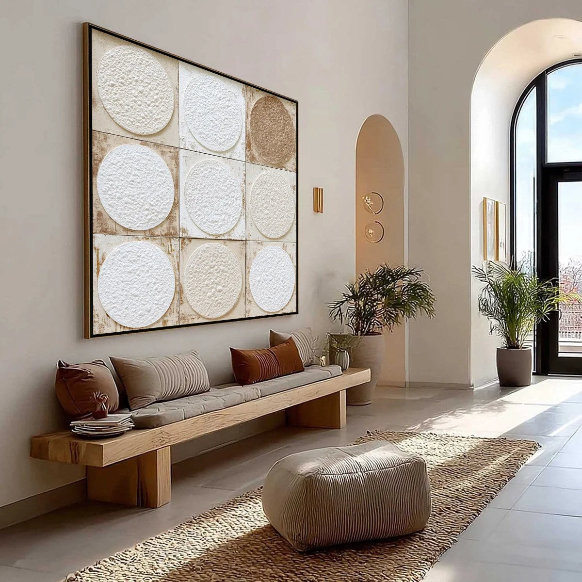 EARTHEN RHYTHM: Textured Wabi Sabi Abstract Painting for Minimalist Decor | Minimalist mood, soft natural light studio shot