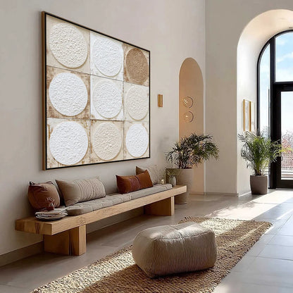 EARTHEN RHYTHM: Textured Wabi Sabi Abstract Painting for Minimalist Decor | Minimalist mood, soft natural light studio shot