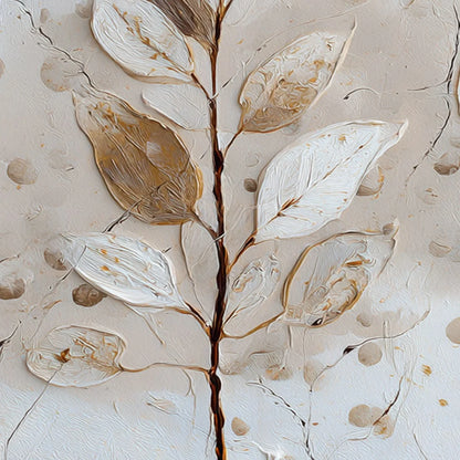 EARTHEN SPRIG: Textured Wabi Sabi Botanical Wall Art | rectangular format, hand-painted canvas edge