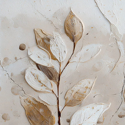EARTHEN SPRIG: Textured Wabi Sabi Botanical Wall Art | rolled canvas, ready for custom framing