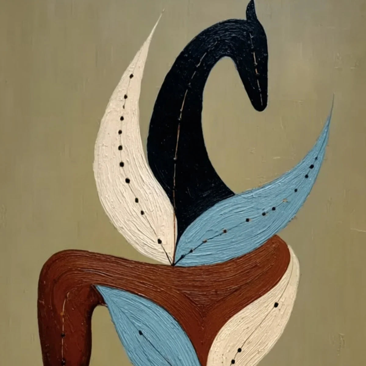 EARTHEN STEED: Textured Wabi Sabi Abstract Horse Painting | rectangular format, hand-painted canvas edge