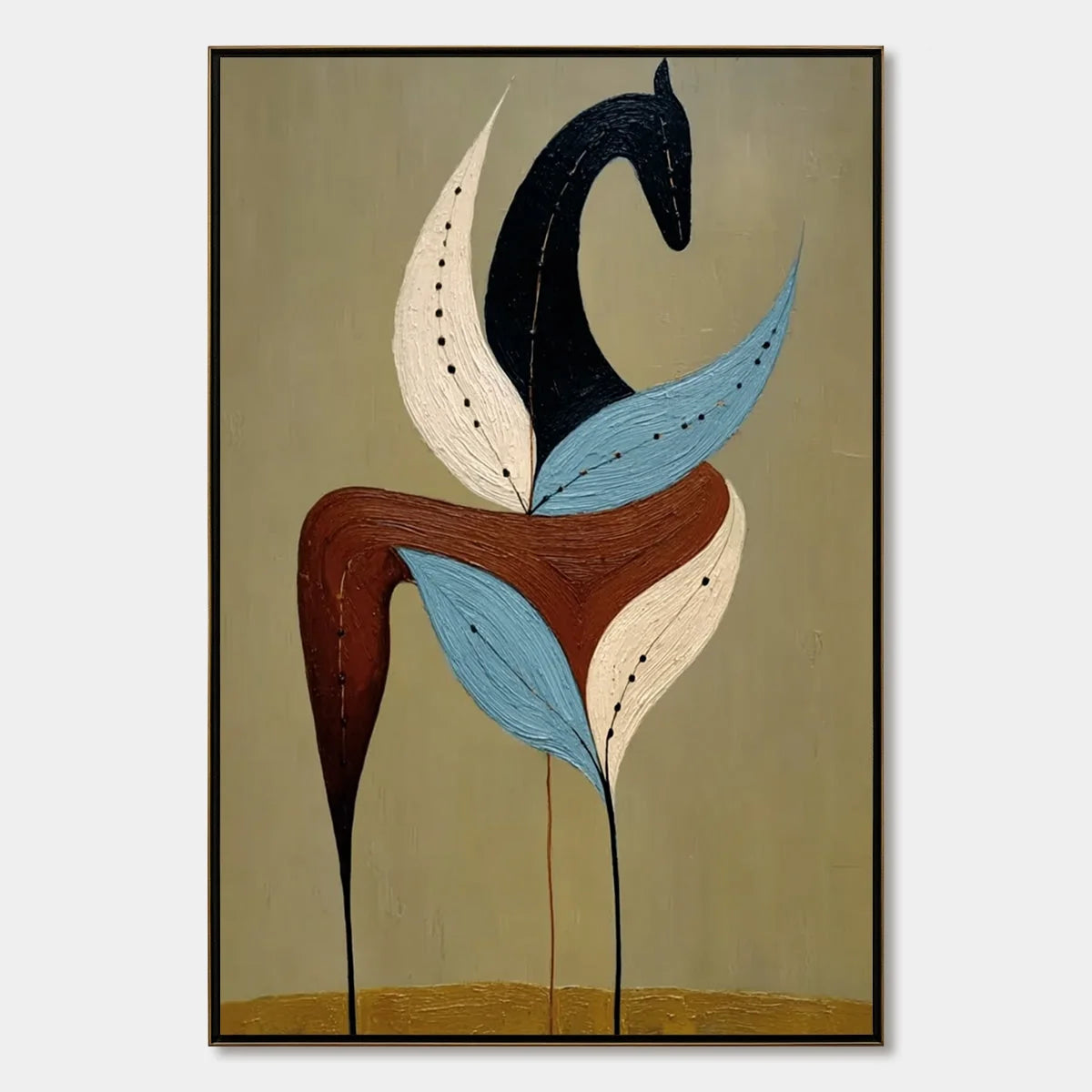 EARTHEN STEED: Textured Wabi Sabi Abstract Horse Painting | hanging in EARTHEN STEED: Textured Wabi Sabi Abstract Horse Painting featuring layered textured brushwork in refined tones; abstract comp...