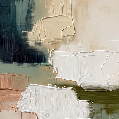 EARTHEN STRATA: Heavily Textured Wabi Sabi Abstract Oil Painting | rectangular format, hand-painted canvas edge