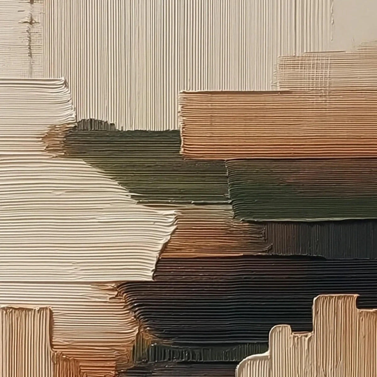 EARTHEN STRATA: Heavily Textured Wabi Sabi Abstract Painting | rectangular format, hand-painted canvas edge
