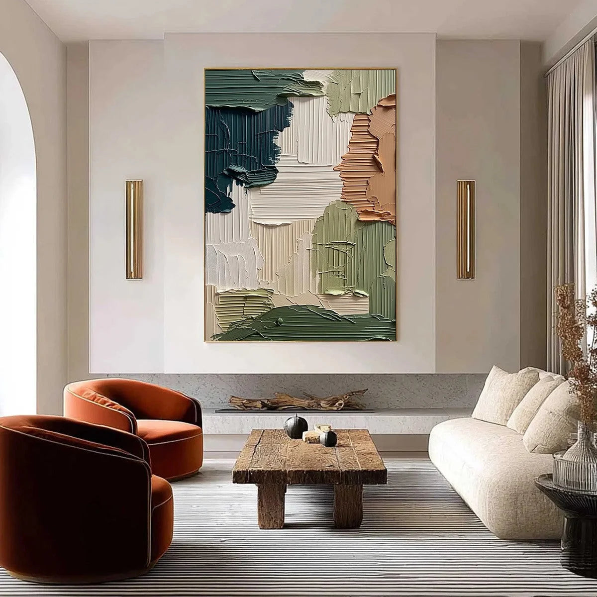 EARTHEN STRATA: Textured Wabi Sabi Abstract Impasto Wall Art | Abstract closeup, raised brushwork detail