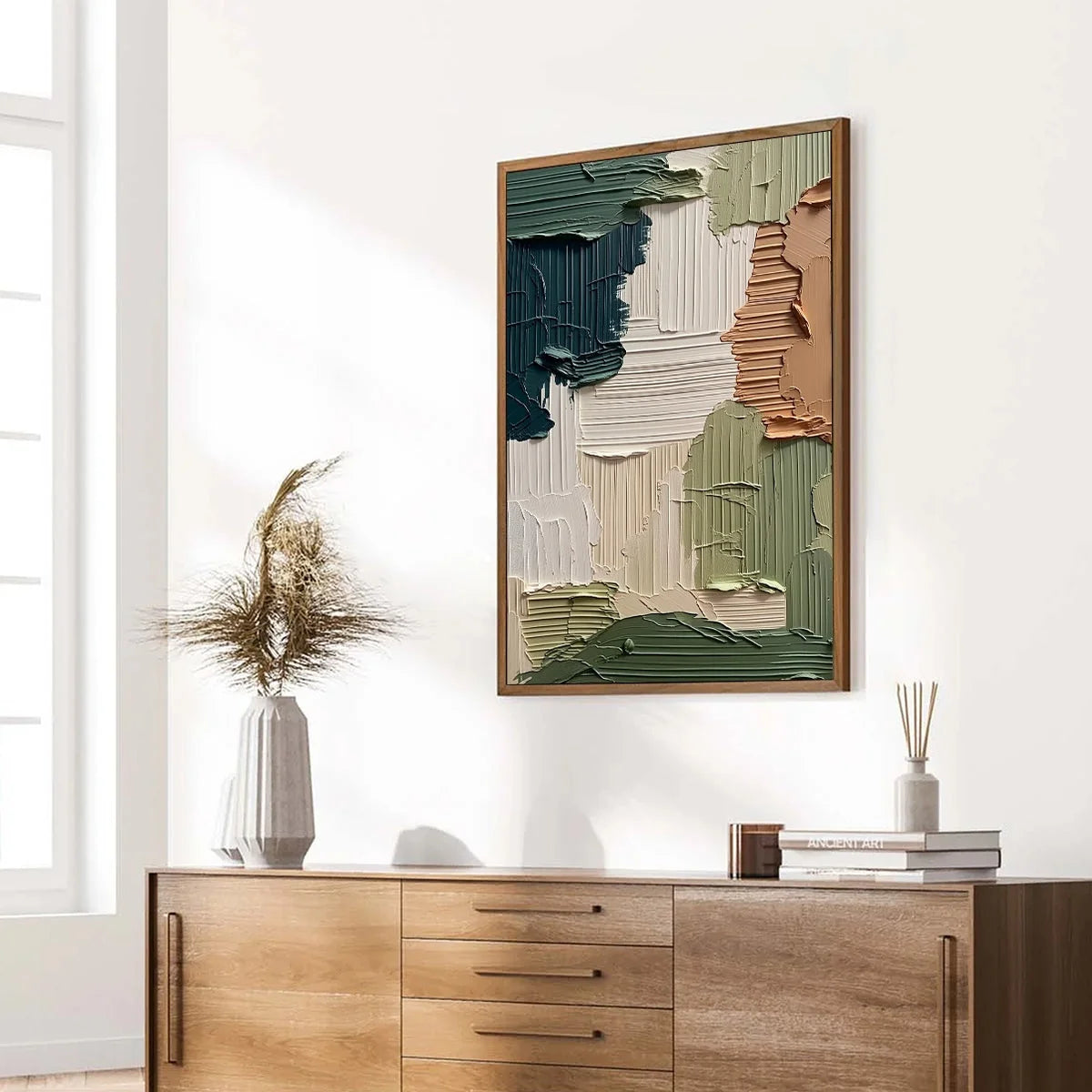 EARTHEN STRATA: Textured Wabi Sabi Abstract Impasto Wall Art | beige palette, original Hand-painted on premium stretched canvas using artist-grade oils; rich layered surface combines smooth gradien...
