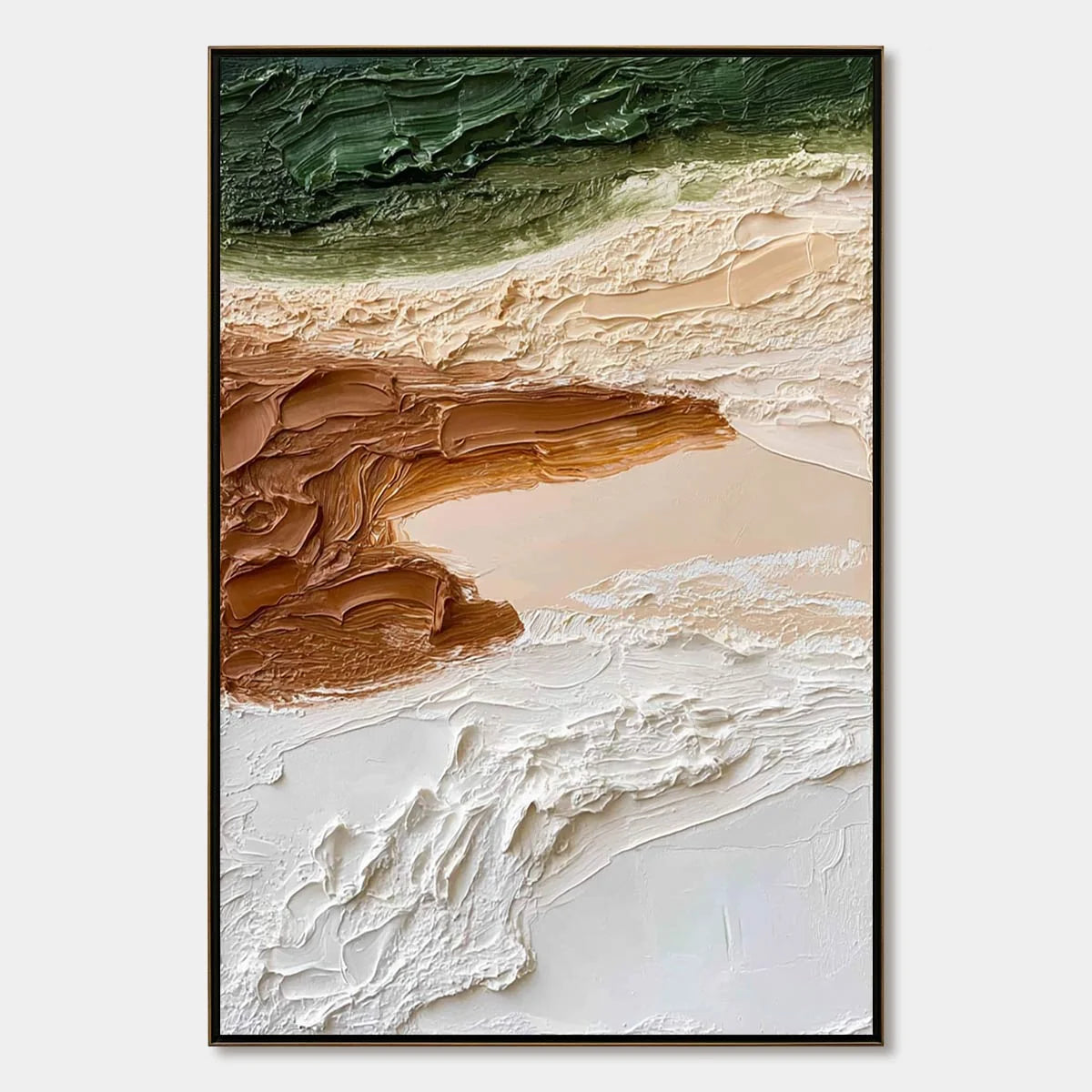 EARTHEN STRATA: Textured Wabi Sabi Abstract Landscape Painting | hanging in EARTHEN STRATA: Textured Wabi Sabi Abstract Landscape Painting featuring layered textured brushwork in refined tones; abs...