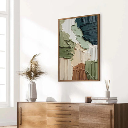 EARTHEN STRATA: Vertical Wabi Sabi Textured Abstract Painting | beige palette, original Hand-painted on premium stretched canvas using artist-grade oils; rich layered surface combines smooth gradie...
