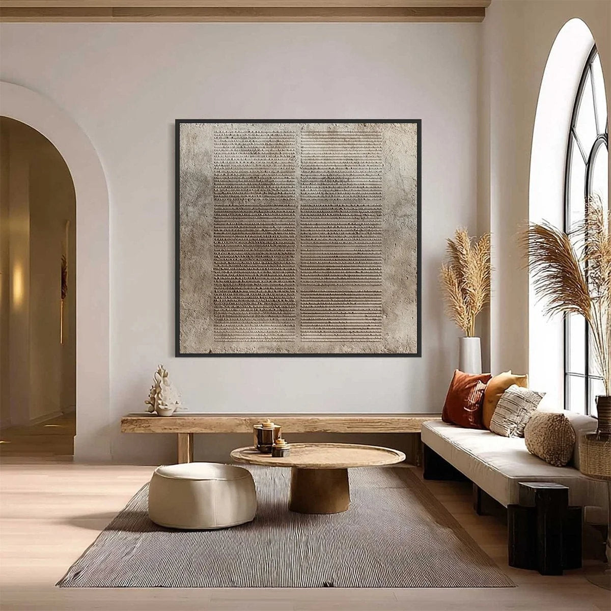 EARTHEN TABLET: Textured Wabi Sabi Minimalist Abstract Painting | Minimalist closeup, raised brushwork detail
