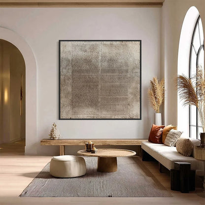 EARTHEN TABLET: Textured Wabi Sabi Minimalist Abstract Painting | Minimalist closeup, raised brushwork detail