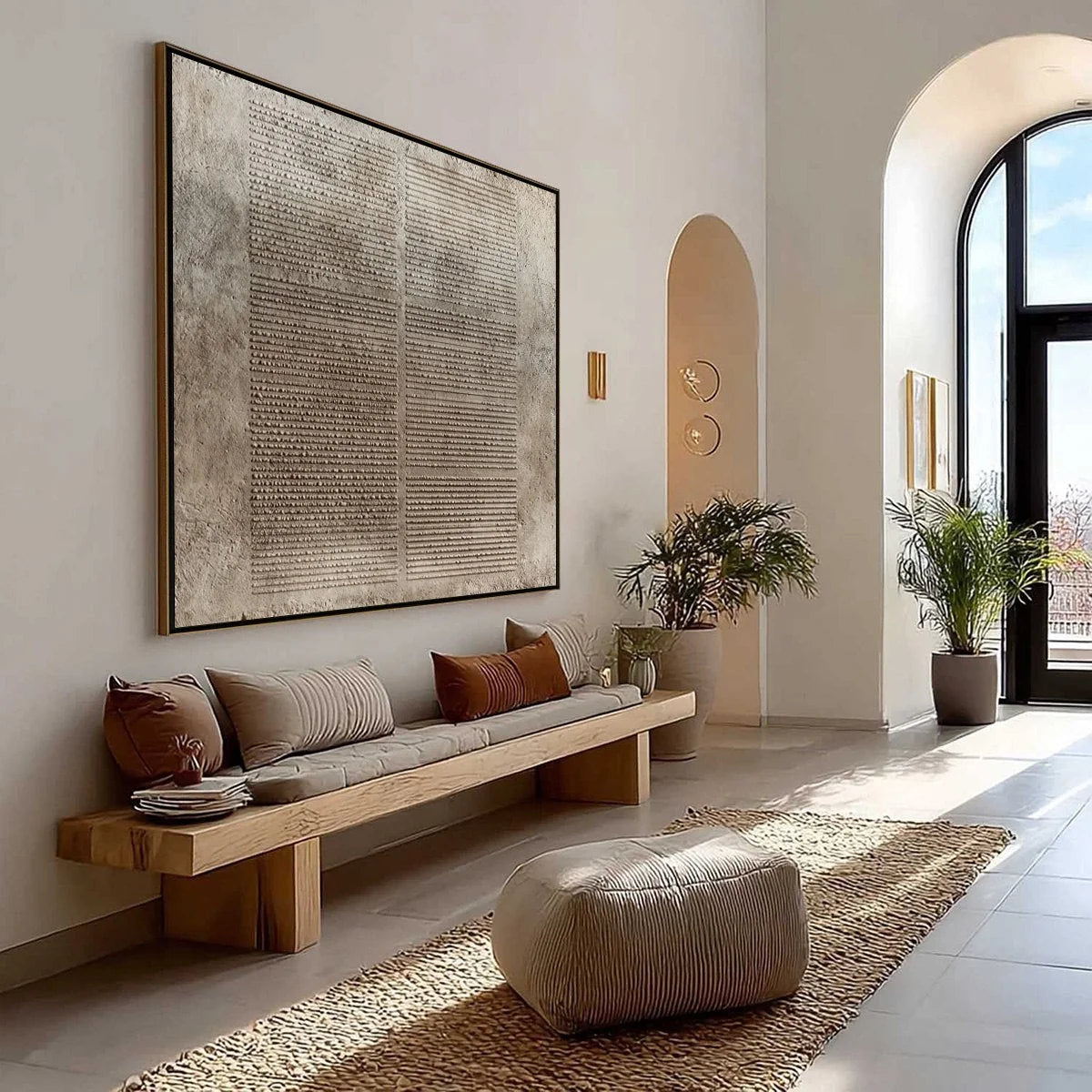 EARTHEN TABLET: Textured Wabi Sabi Minimalist Abstract Painting | Minimalist mood, soft natural light studio shot