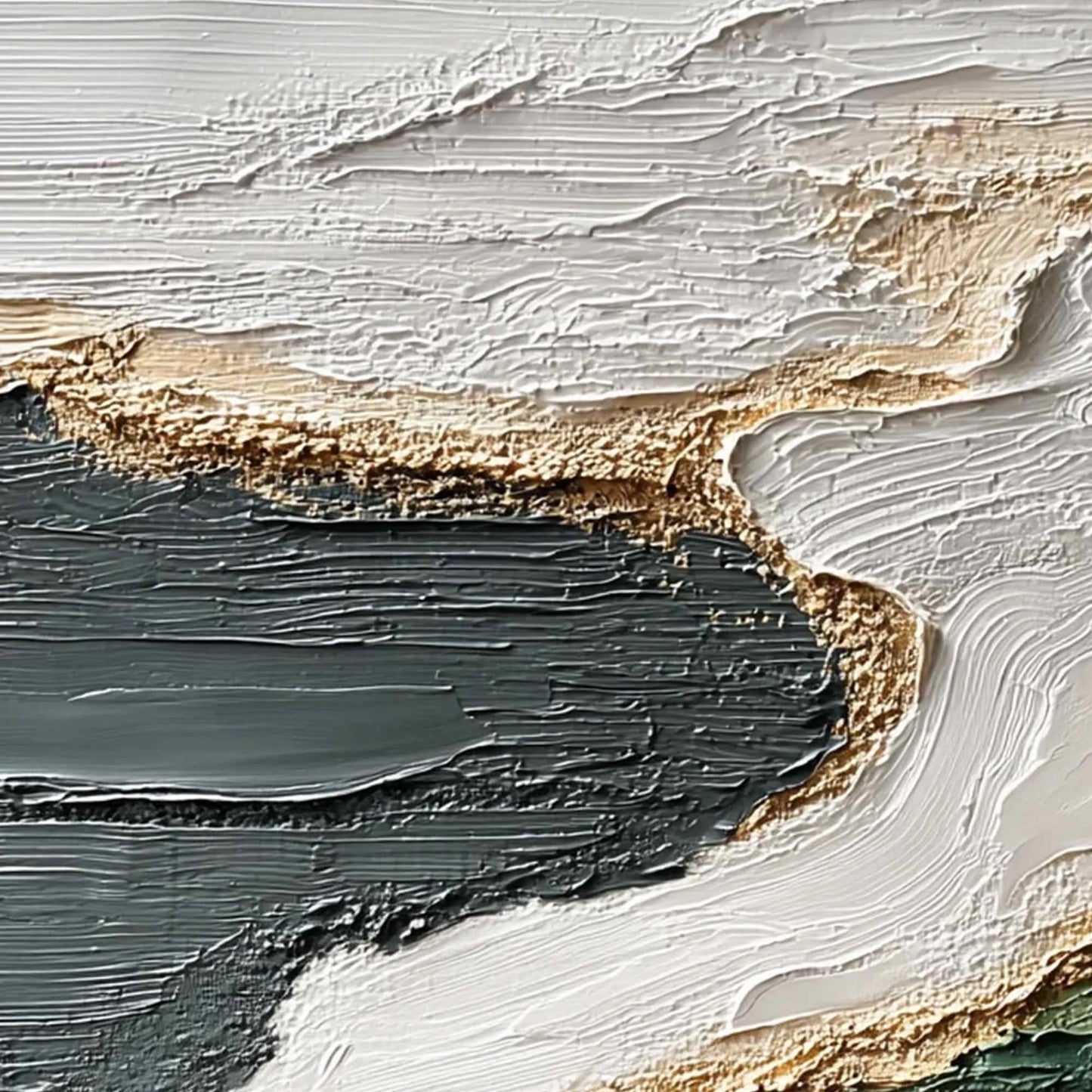 EARTHEN TIDE: Large Textured Wabi Sabi Abstract Landscape Painting | rectangular format, hand-painted canvas edge