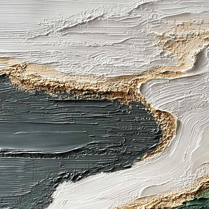 EARTHEN TIDE: Large Textured Wabi Sabi Abstract Landscape Painting | rectangular format, hand-painted canvas edge